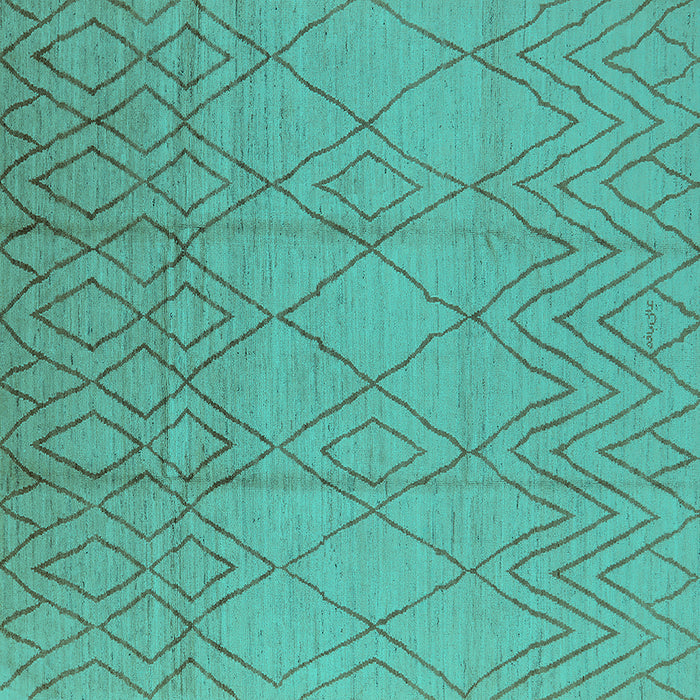 Square Machine Washable Solid Turquoise Modern Area Rugs, wshurb1249turq