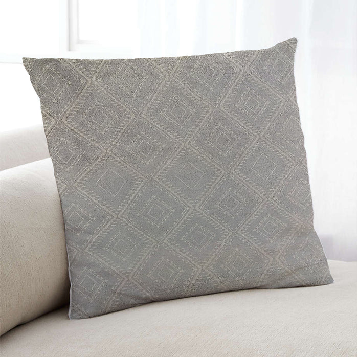 Lifestyle Image of Mid-Century Modern Urban Square Silver Pink Throw Pillow, 18 inch by 18 inch, pwurb124