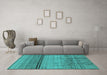 Machine Washable Solid Turquoise Modern Area Rugs in a Living Room,, wshurb1250turq