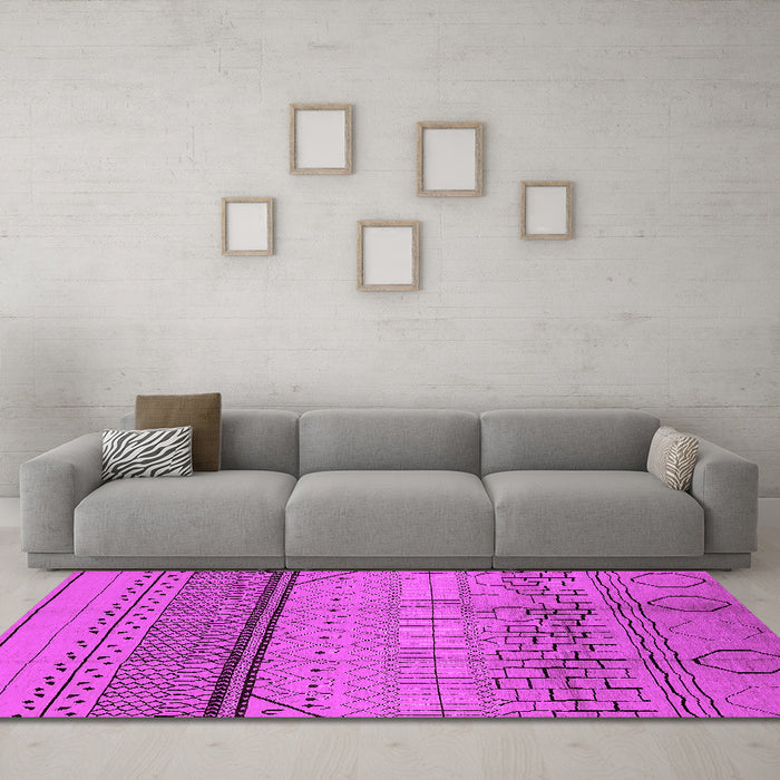 Machine Washable Solid Pink Modern Rug in a Living Room, wshurb1250pnk