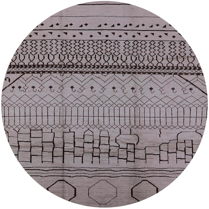 Round Machine Washable Industrial Modern Puce Purple Rug, wshurb1250