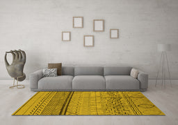 Machine Washable Solid Yellow Modern Rug in a Living Room, wshurb1250yw