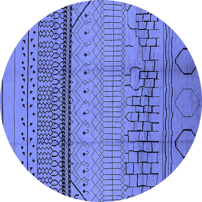 Round Machine Washable Solid Blue Modern Rug, wshurb1250blu