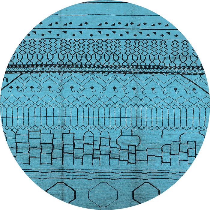 Round Solid Light Blue Modern Rug, urb1250lblu