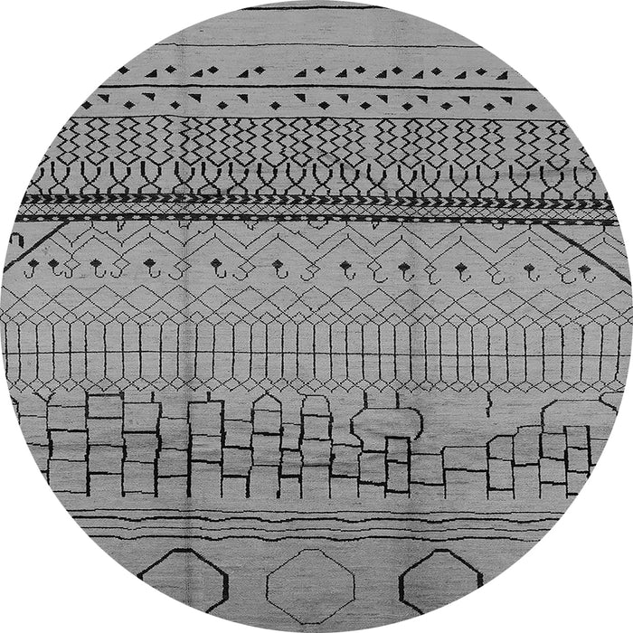 Round Machine Washable Solid Gray Modern Rug, wshurb1250gry