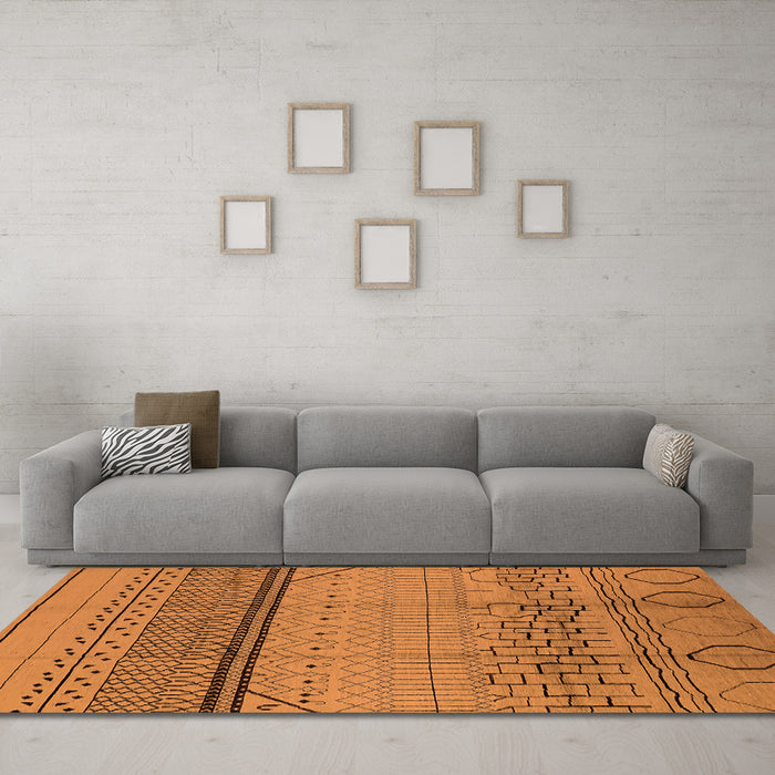 Machine Washable Solid Orange Modern Area Rugs in a Living Room, wshurb1250org