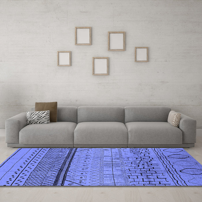Machine Washable Solid Blue Modern Rug in a Living Room, wshurb1250blu