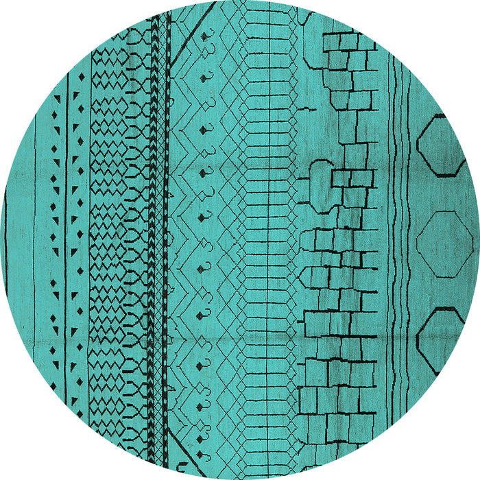 Round Machine Washable Solid Turquoise Modern Area Rugs, wshurb1250turq