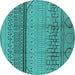 Round Machine Washable Solid Turquoise Modern Area Rugs, wshurb1250turq