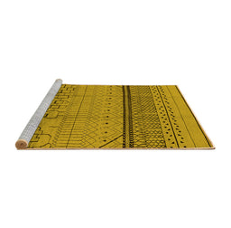 Sideview of Machine Washable Solid Yellow Modern Rug, wshurb1250yw