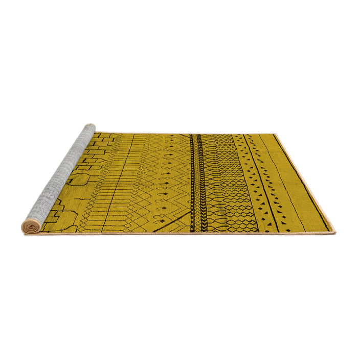 Sideview of Machine Washable Solid Yellow Modern Rug, wshurb1250yw