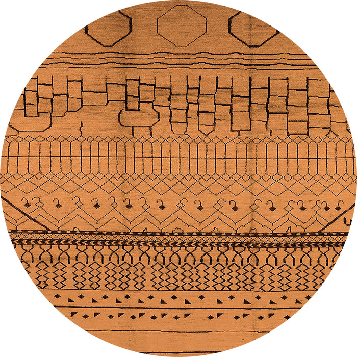 Round Solid Orange Modern Rug, urb1250org