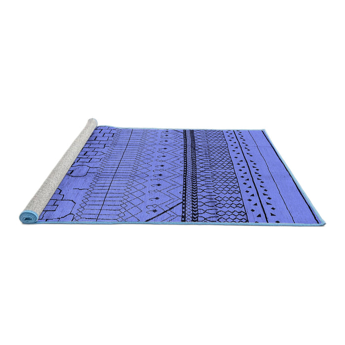 Sideview of Machine Washable Solid Blue Modern Rug, wshurb1250blu