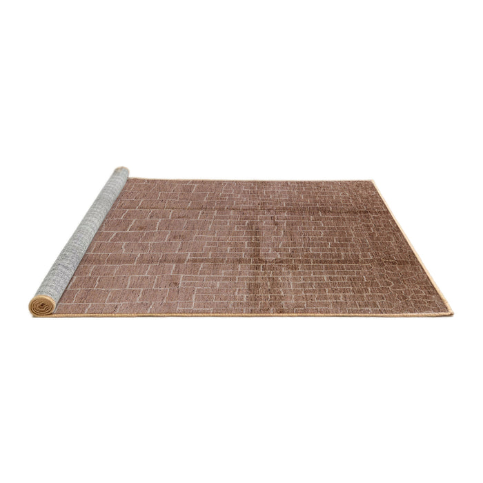 Sideview of Machine Washable Industrial Modern Light Copper Gold Rug, wshurb1251