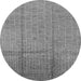 Round Machine Washable Solid Gray Modern Rug, wshurb1251gry