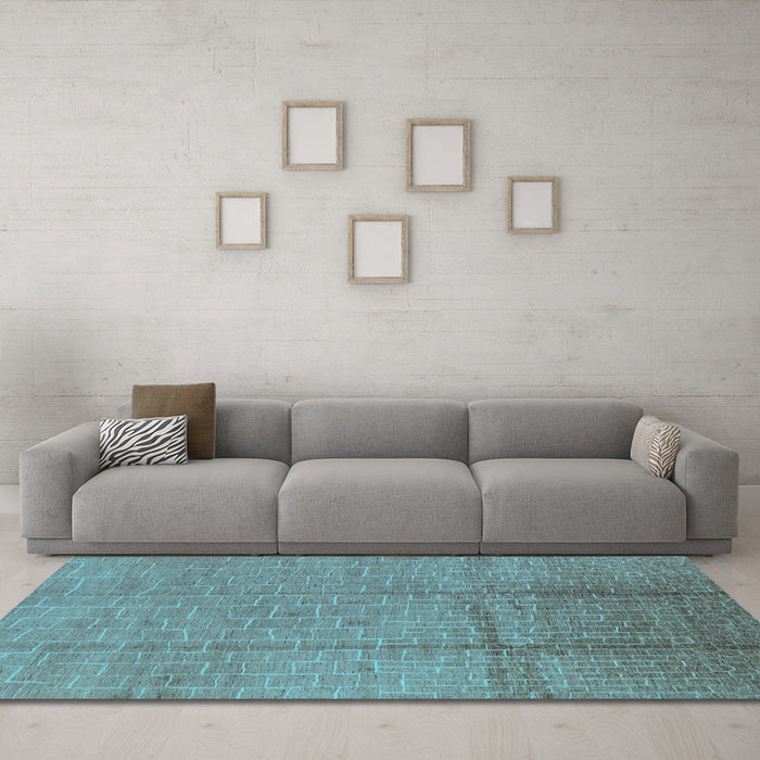 Machine Washable Solid Light Blue Modern Rug in a Living Room, wshurb1251lblu