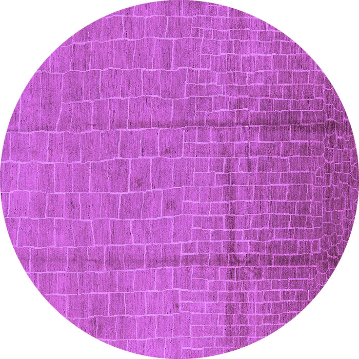 Round Machine Washable Solid Purple Modern Area Rugs, wshurb1251pur