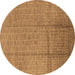 Round Solid Brown Modern Rug, urb1251brn