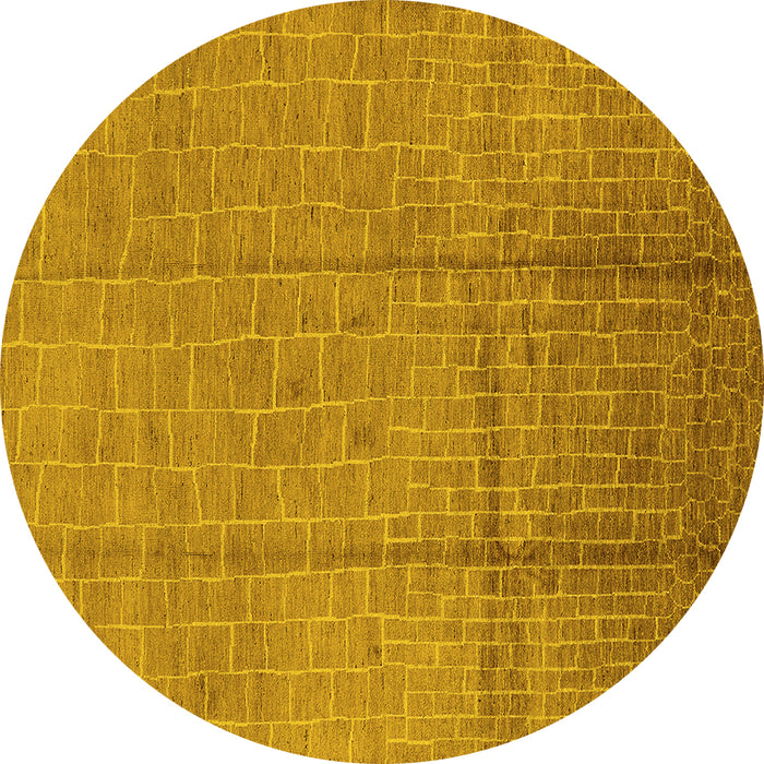 Round Solid Yellow Modern Rug, urb1251yw