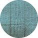 Round Machine Washable Solid Light Blue Modern Rug, wshurb1251lblu