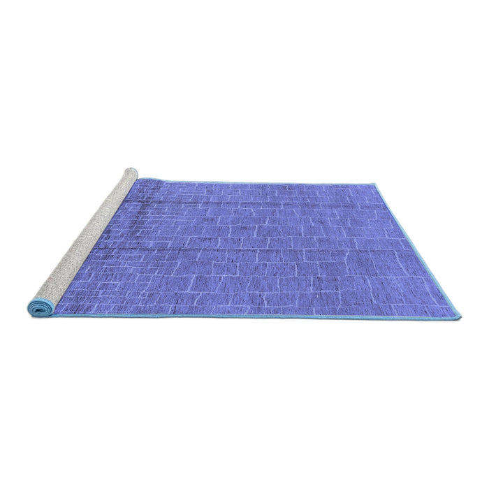 Sideview of Machine Washable Solid Blue Modern Rug, wshurb1251blu