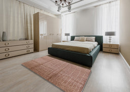 Mid-Century Modern Light Copper Gold Solid Rug in a Bedroom, urb1251