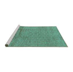 Sideview of Machine Washable Solid Turquoise Modern Area Rugs, wshurb1251turq