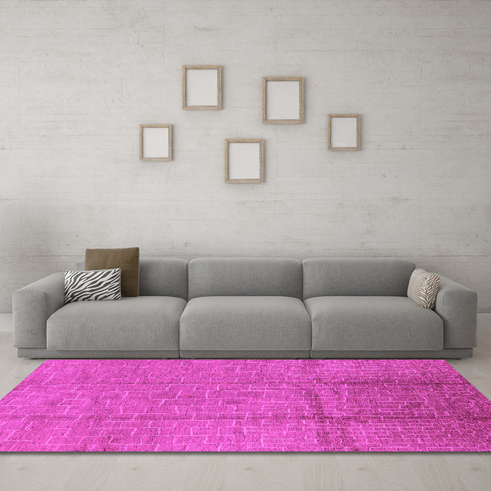 Machine Washable Solid Pink Modern Rug in a Living Room, wshurb1251pnk