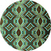 Round Machine Washable Solid Turquoise Modern Area Rugs, wshurb1252turq