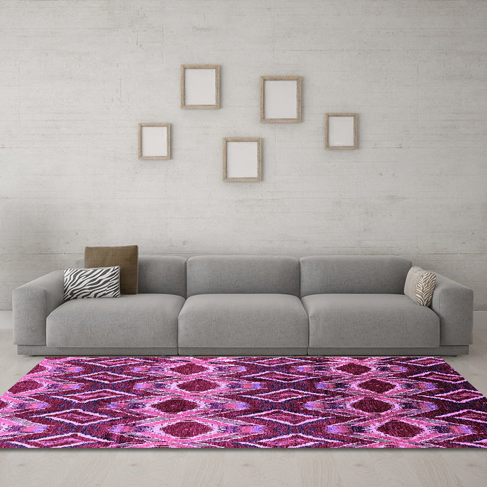 Machine Washable Solid Purple Modern Area Rugs in a Living Room, wshurb1252pur
