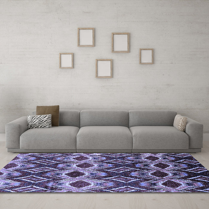 Machine Washable Solid Blue Modern Rug in a Living Room, wshurb1252blu