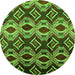 Round Machine Washable Solid Green Modern Area Rugs, wshurb1252grn