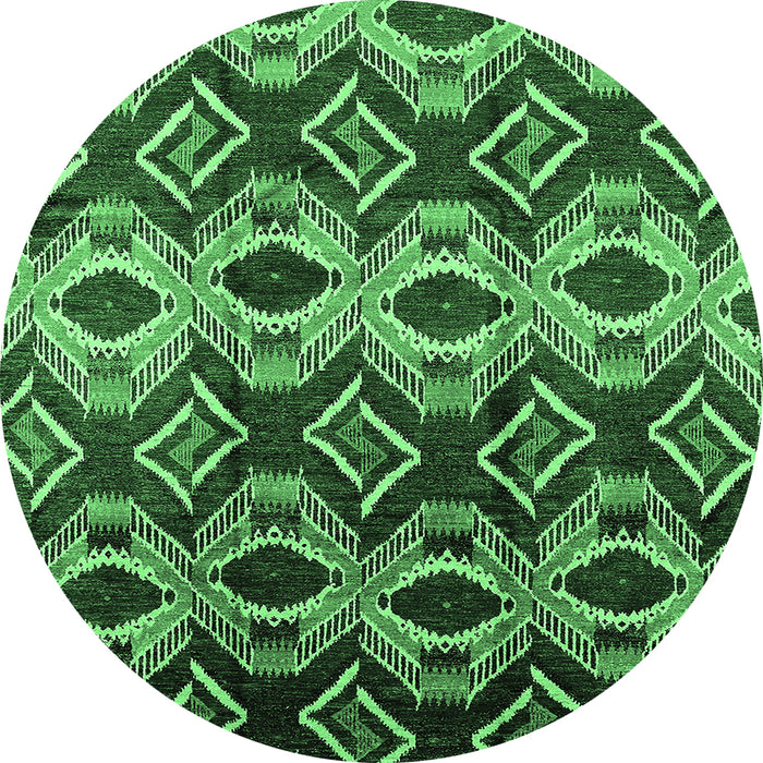 Round Machine Washable Solid Emerald Green Modern Area Rugs, wshurb1252emgrn