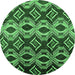 Round Machine Washable Solid Emerald Green Modern Area Rugs, wshurb1252emgrn