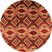 Round Machine Washable Solid Orange Modern Area Rugs, wshurb1252org