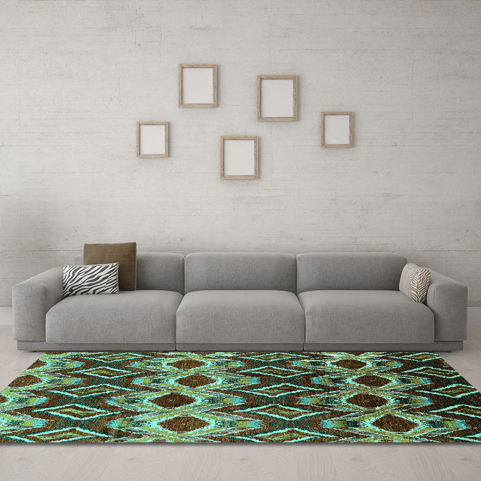 Machine Washable Solid Turquoise Modern Area Rugs in a Living Room,, wshurb1252turq