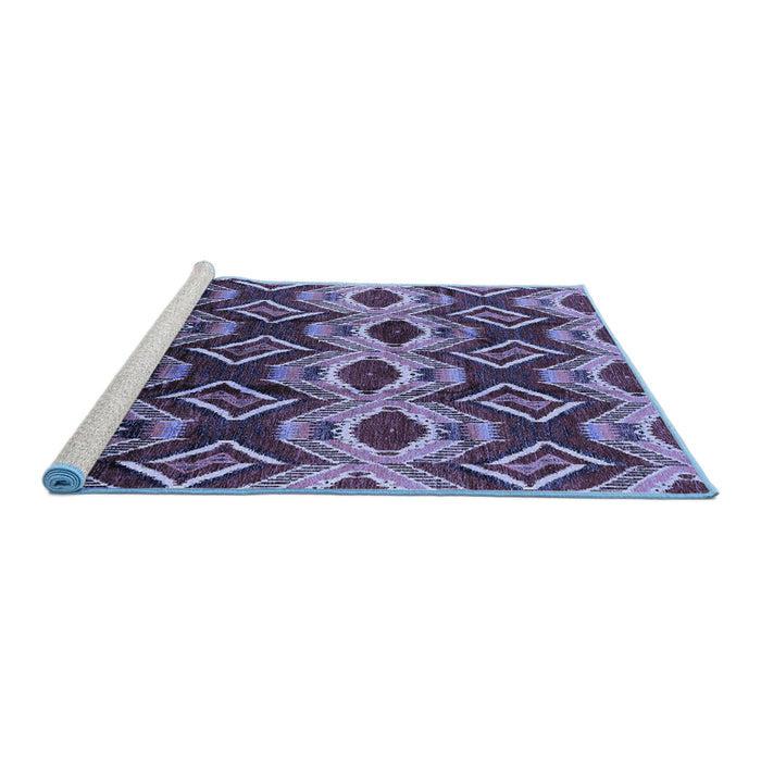 Sideview of Machine Washable Solid Blue Modern Rug, wshurb1252blu