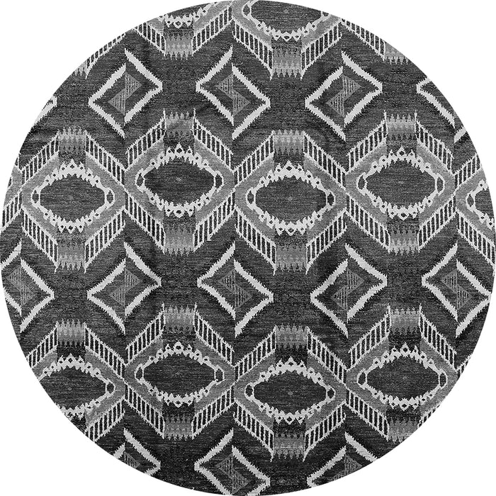 Round Machine Washable Solid Gray Modern Rug, wshurb1252gry