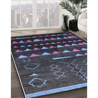 Mid-Century Modern Dark Gray Black Solid Rug, urb1253