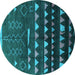 Round Machine Washable Solid Turquoise Modern Area Rugs, wshurb1253turq