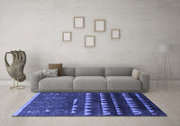 Machine Washable Solid Blue Modern Rug, wshurb1253blu