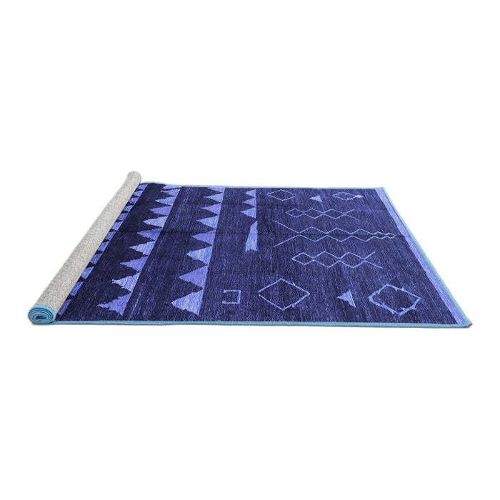 Sideview of Machine Washable Solid Blue Modern Rug, wshurb1253blu