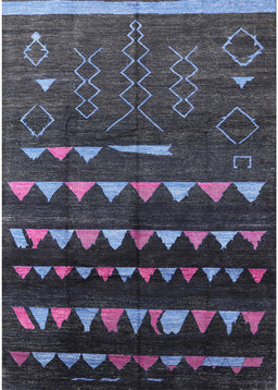 Mid-Century Modern Dark Gray Black Solid Rug, urb1253