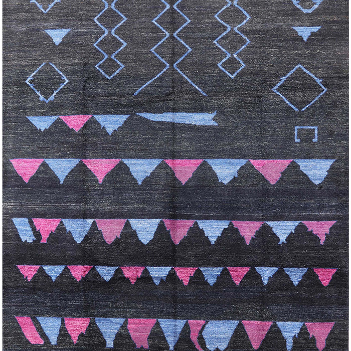 Mid-Century Modern Dark Gray Black Solid Rug, urb1253