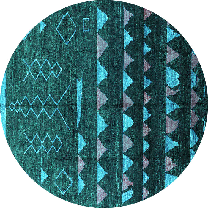 Round Solid Turquoise Modern Rug, urb1253turq