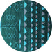 Round Solid Turquoise Modern Rug, urb1253turq