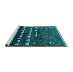 Sideview of Machine Washable Solid Turquoise Modern Area Rugs, wshurb1253turq
