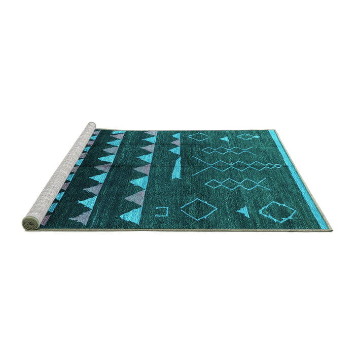 Sideview of Machine Washable Solid Turquoise Modern Area Rugs, wshurb1253turq
