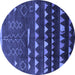 Round Machine Washable Solid Blue Modern Rug, wshurb1253blu