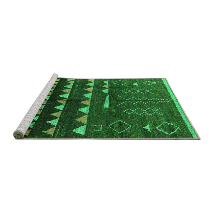 Sideview of Machine Washable Solid Green Modern Area Rugs, wshurb1253grn
